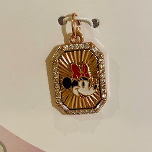 DISNEY Cubic Zirconia Enamel rose gold plated, Minnie Mouse Pendant Necklace,16"